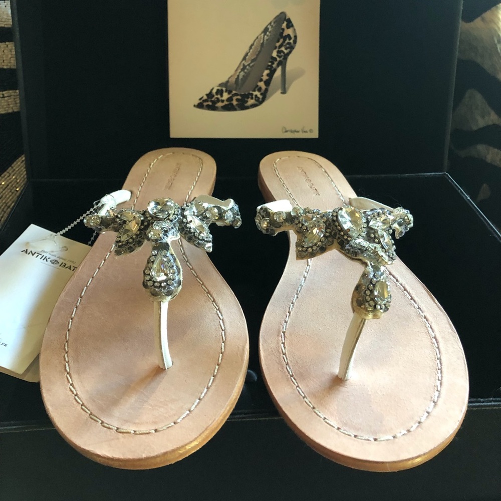 Antik Batik NWT Billy Thong White Leather w/Stones